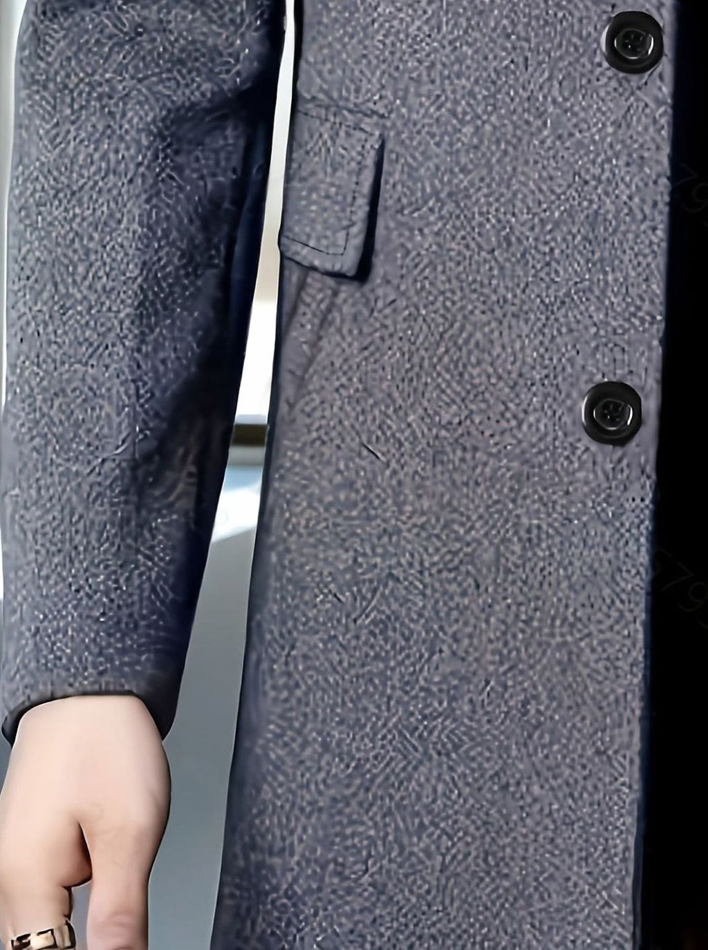 Men's Single-Breasted Wool Overcoat Classic Collar Topcoat