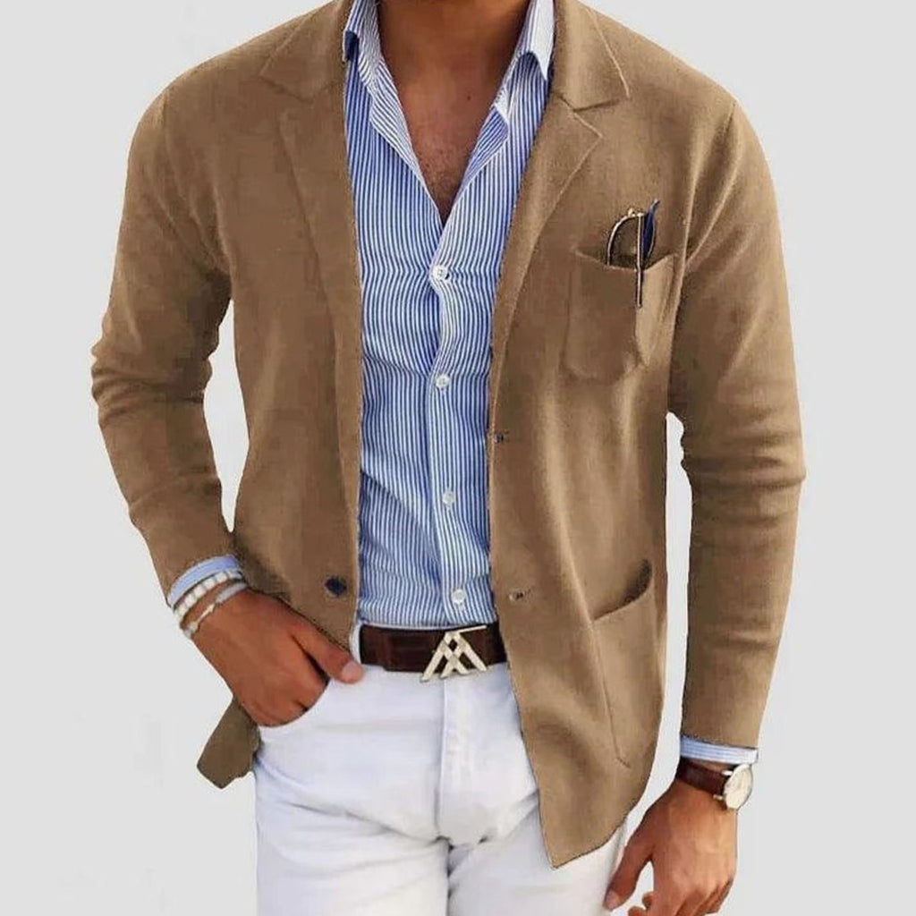 Men's Slim Fit Blazer Notch Lapel Button-Front Sport Coat - Beige