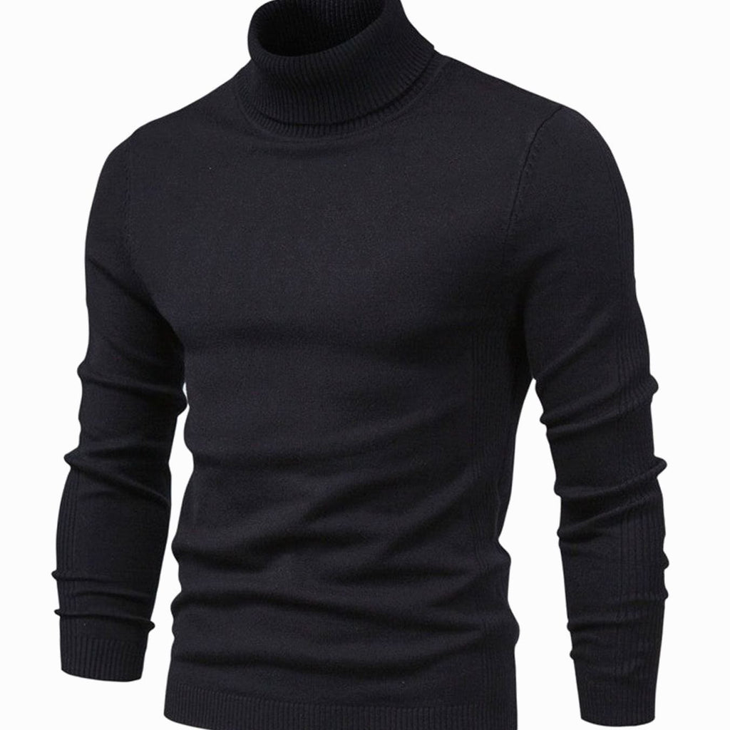 Men's Slim-Fit Turtleneck Casual Knit Sweater - Black