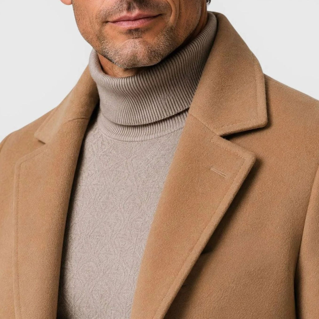 Men's Slim-Fit Wool-Blend Single-Breasted Overcoat