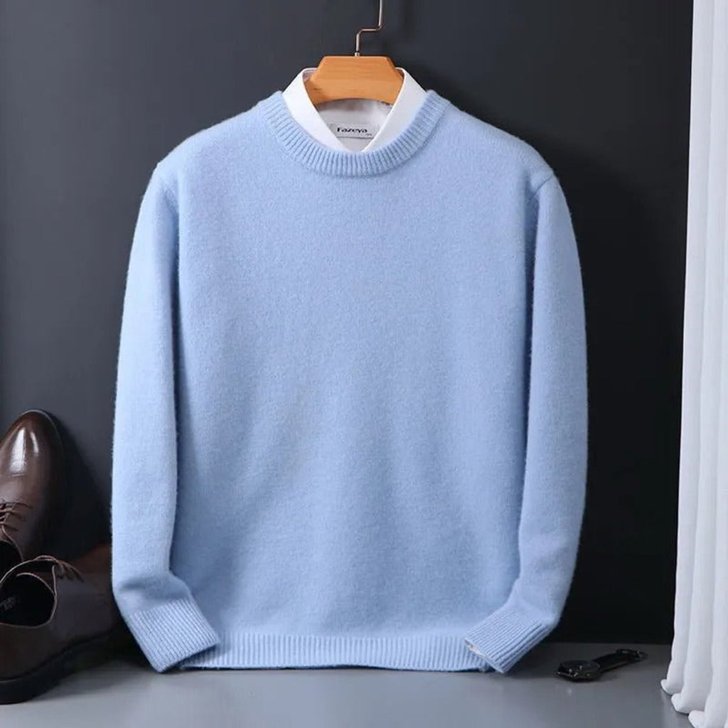 Men's Soft Mohair Crew Neck Pullover Mens Knit Sweater