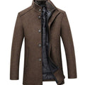 Men's Stand Collar Insulated Button-Up Winter Jacket - Camel