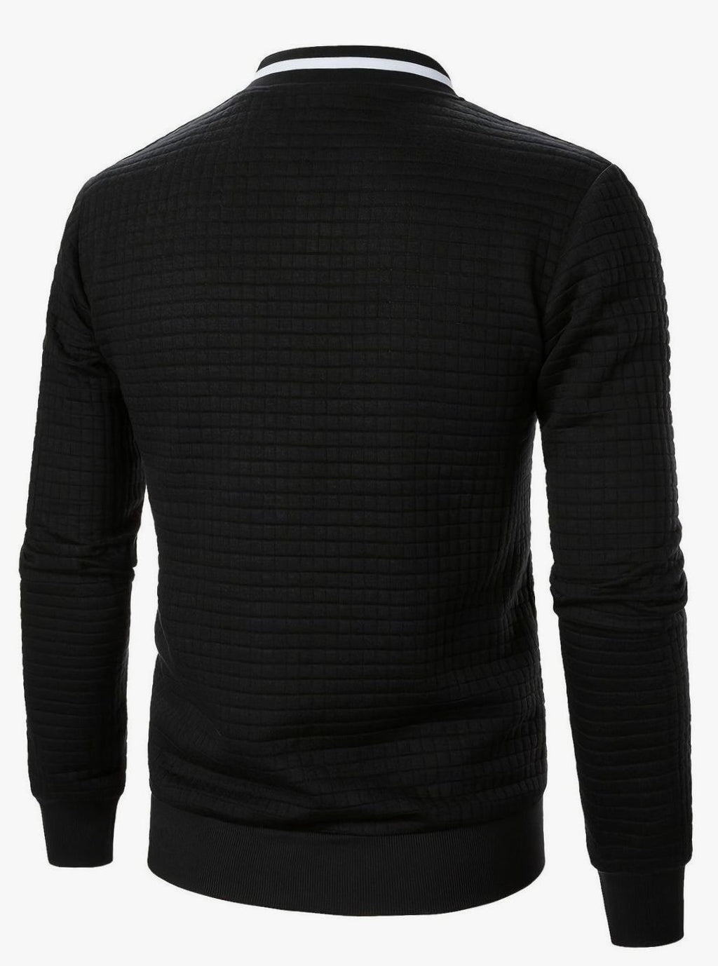 Men's Textured Zip-Up Bomber Jacket Ribbed Trim