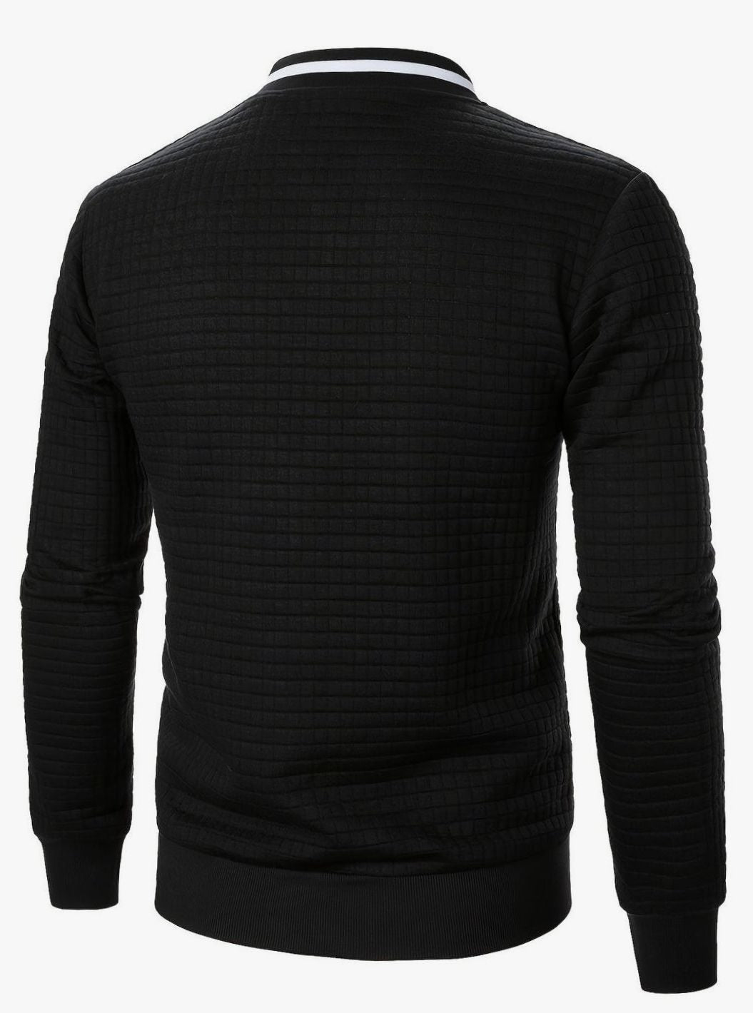 Men's Textured Zip-Up Bomber Jacket Ribbed Trim
