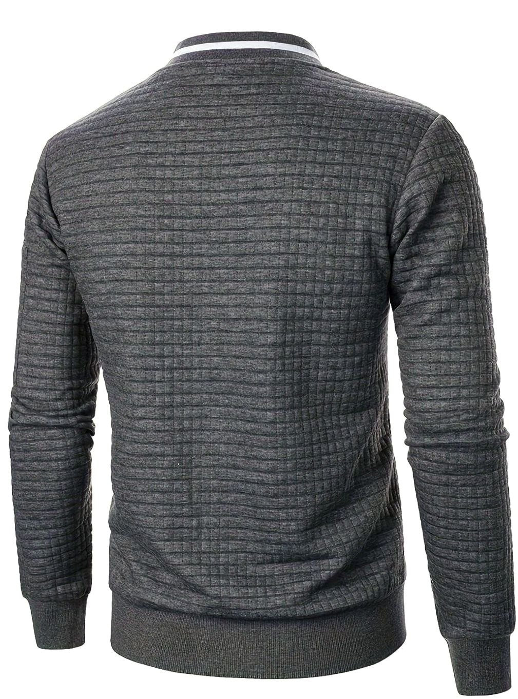Men's Textured Zip-Up Bomber Jacket Ribbed Trim