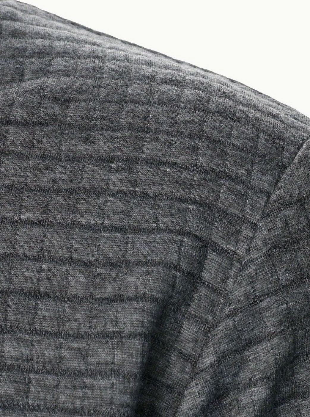 Men's Textured Zip-Up Bomber Jacket Ribbed Trim