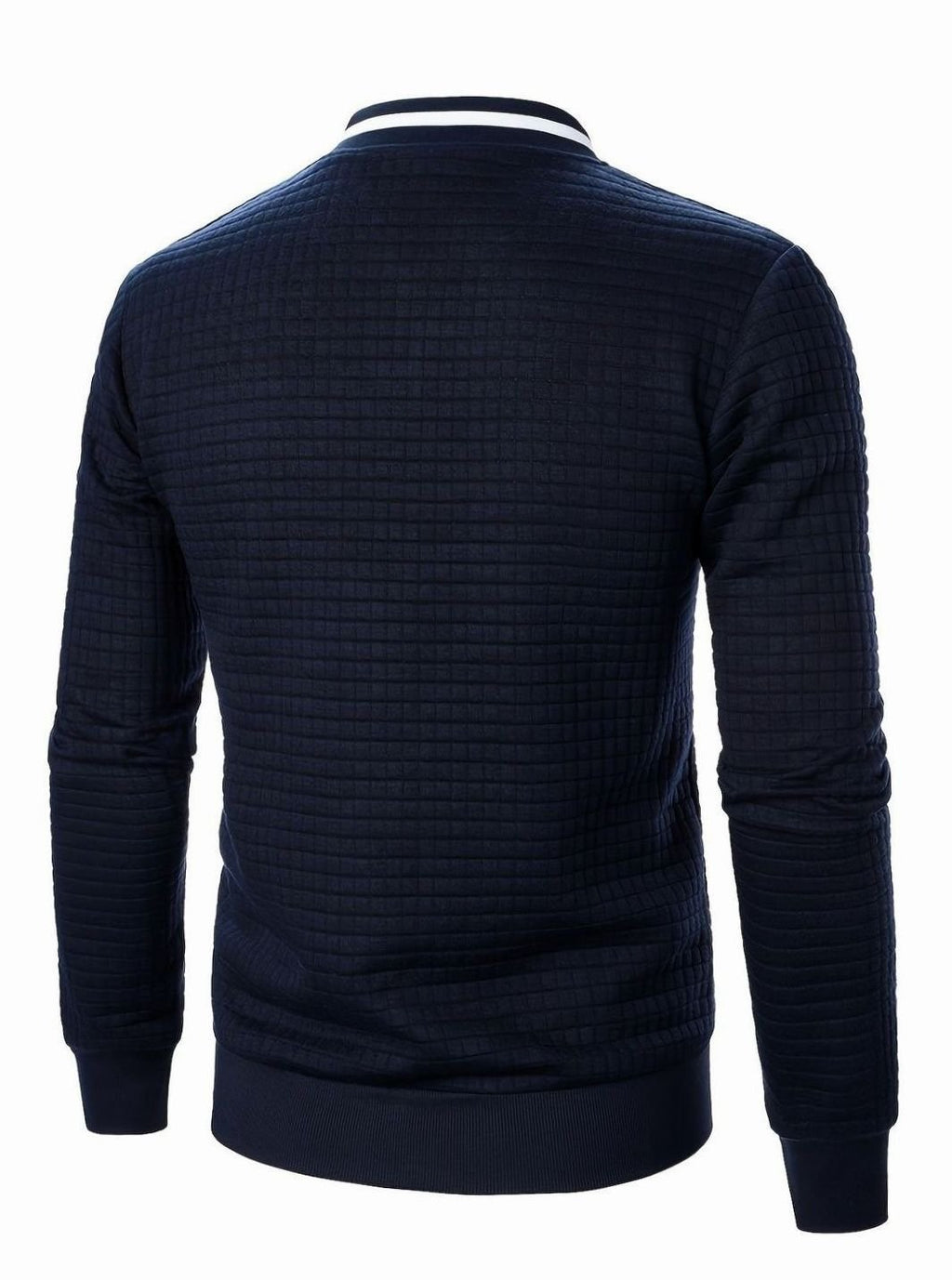 Men's Textured Zip-Up Bomber Jacket Ribbed Trim