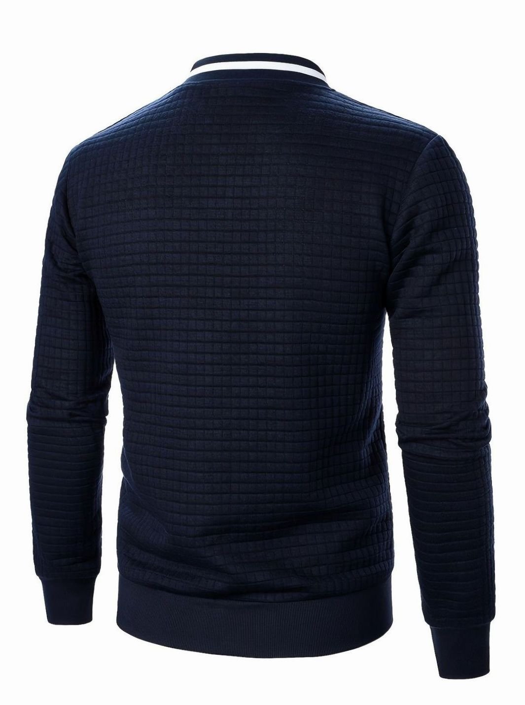 Men's Textured Zip-Up Bomber Jacket Ribbed Trim