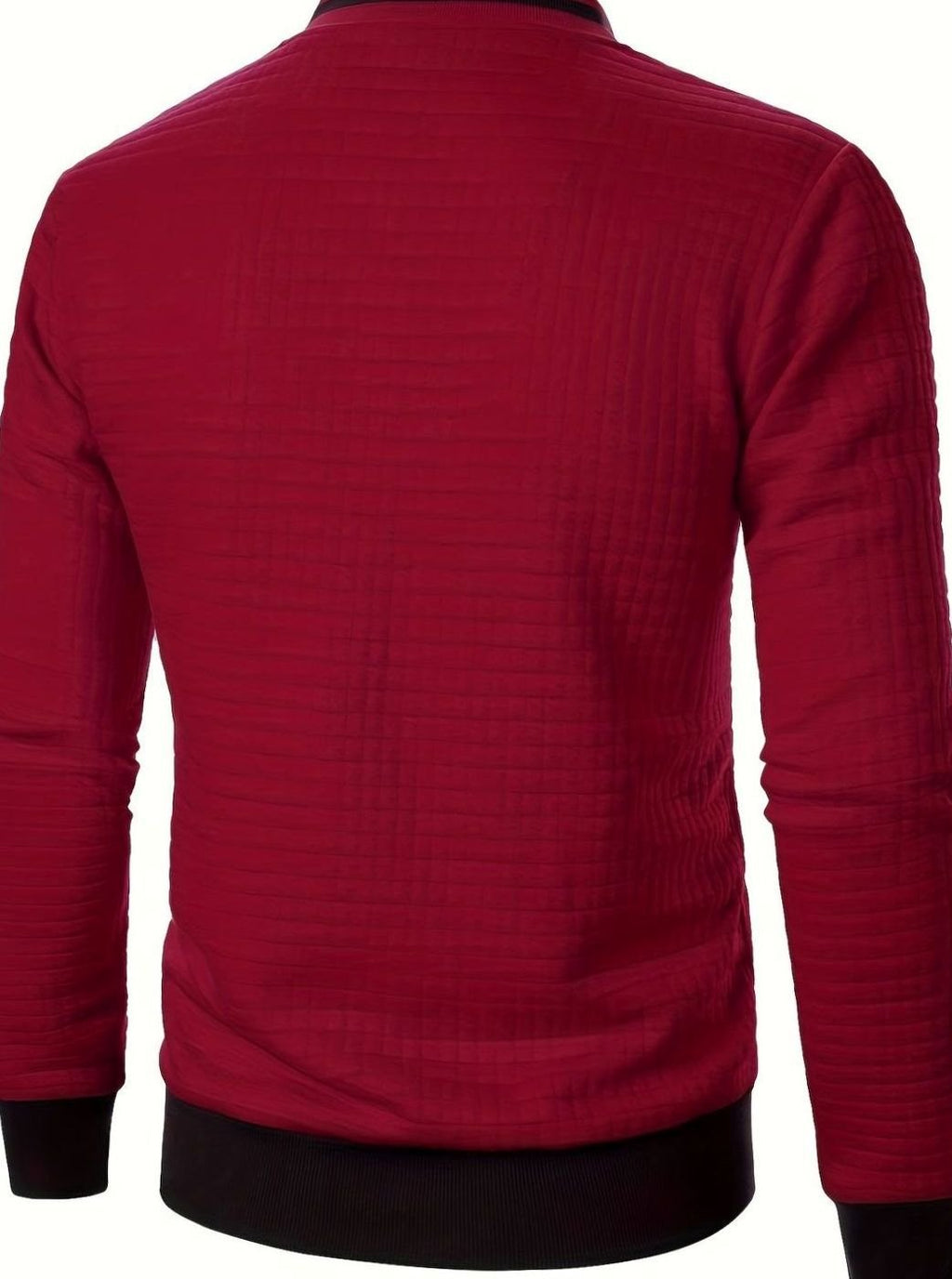 Men's Textured Zip-Up Bomber Jacket Ribbed Trim