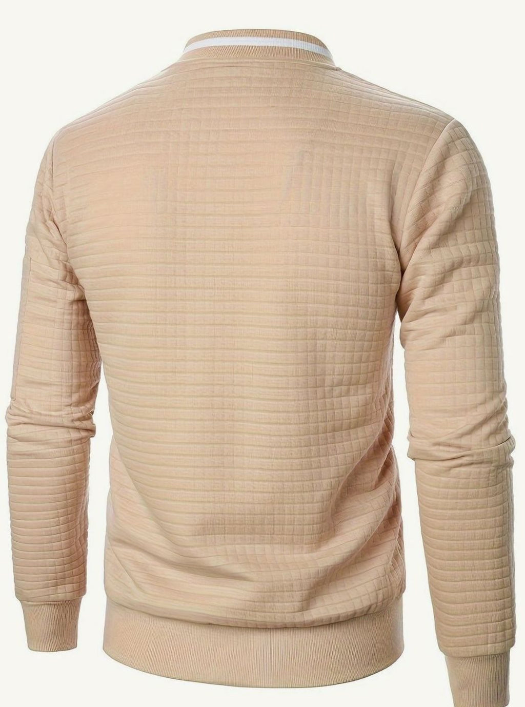 Men's Textured Zip-Up Bomber Jacket Ribbed Trim