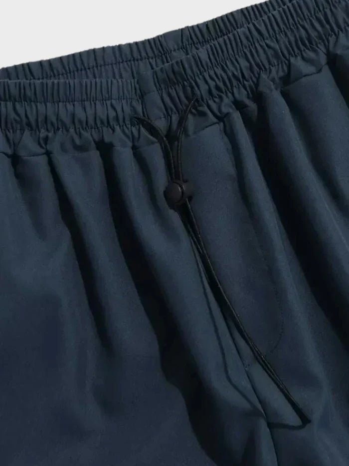 Men's Wide-Leg Cargo Pants Elastic Waist Toggle Cuffs