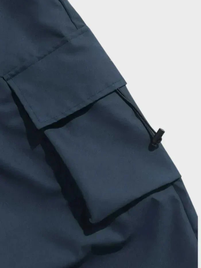 Men's Wide-Leg Cargo Pants Elastic Waist Toggle Cuffs