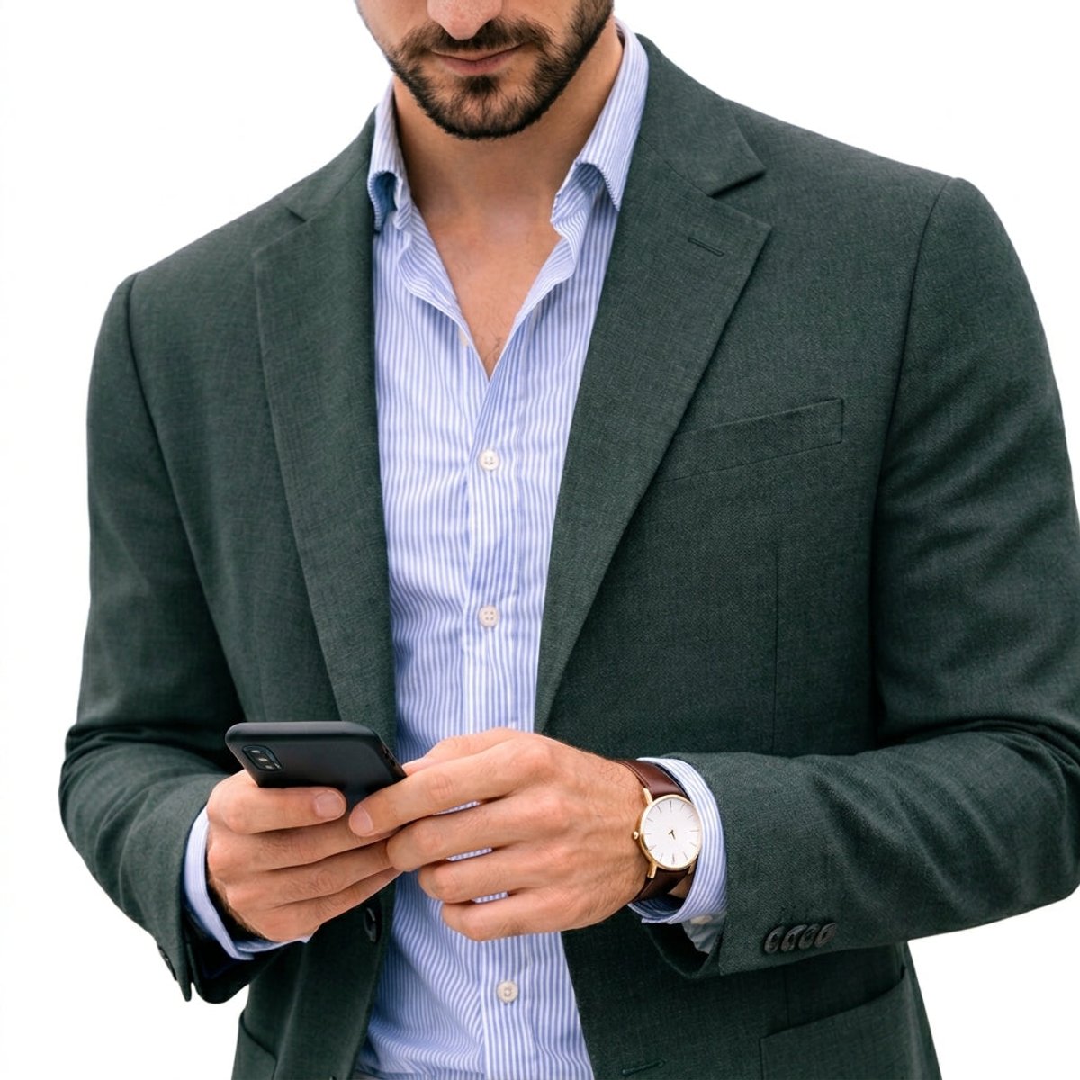 Mens Winter Coat Tailored Knit Notch-Lapel Blazer - Green