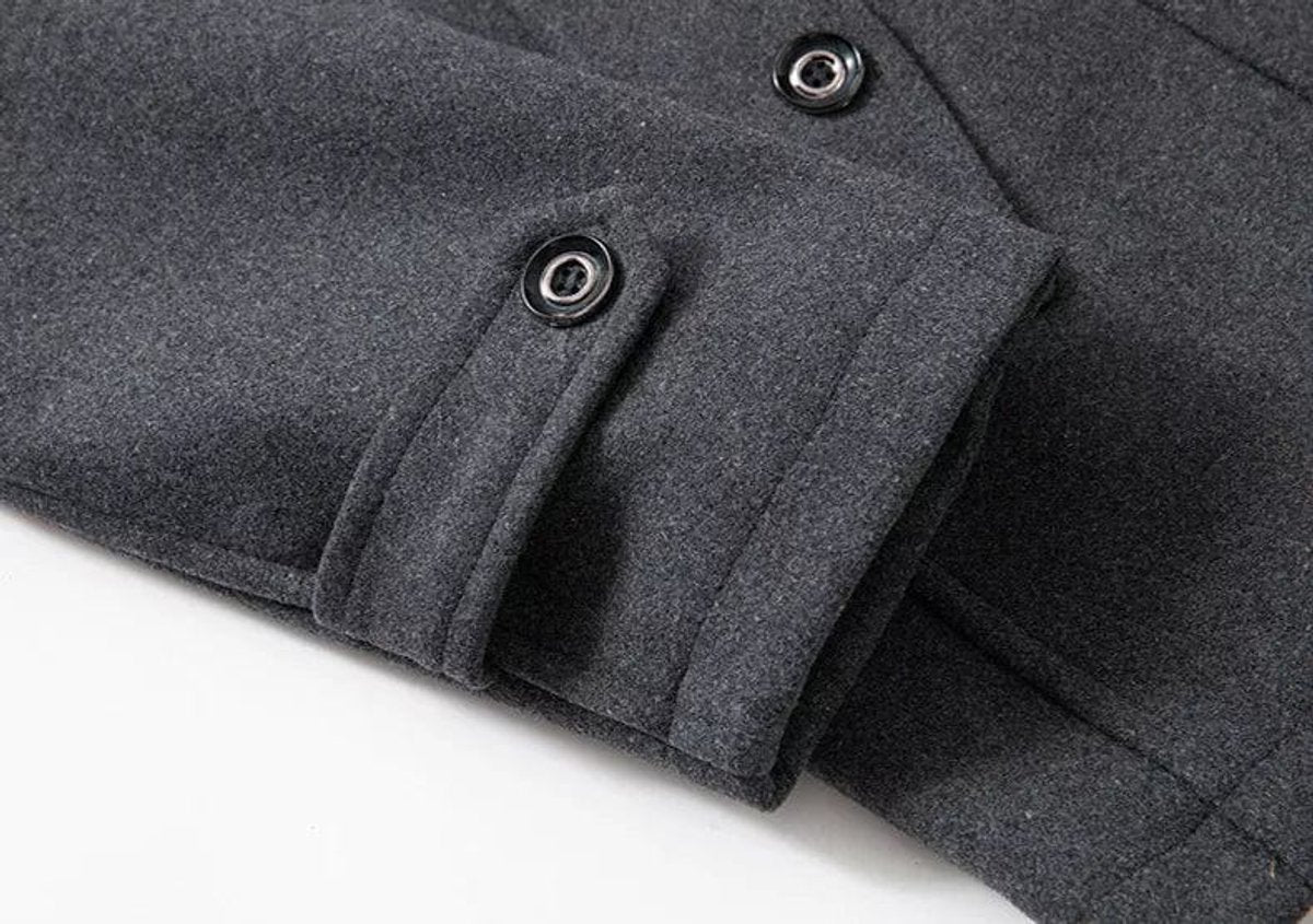 Mens Wool Coat Double-Layer Winter Overcoat Knit Collar