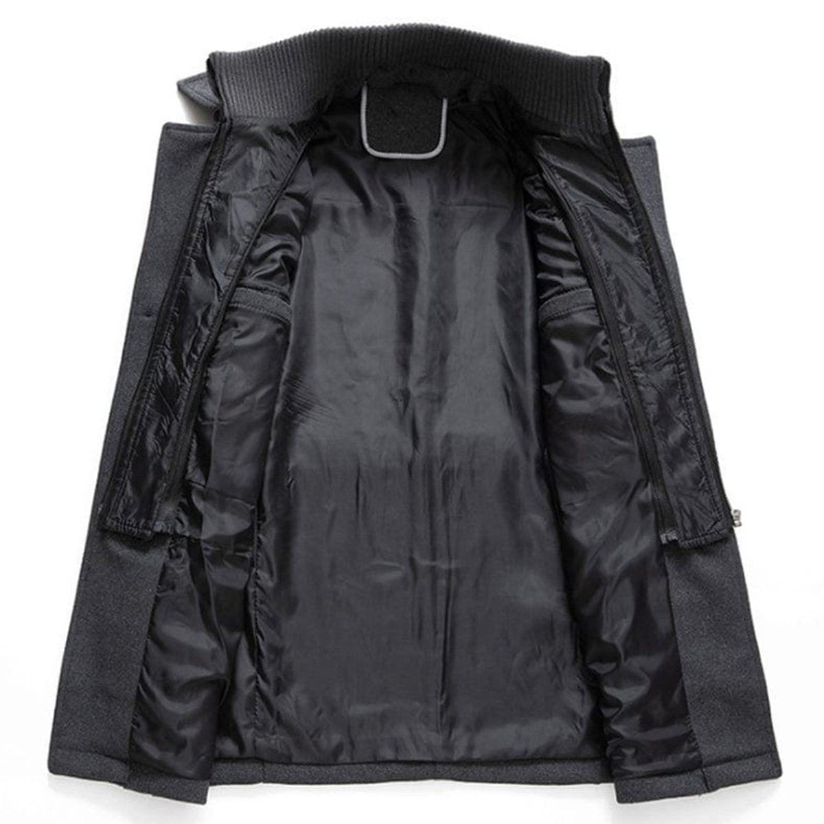 Mens Wool Coat Double-Layer Winter Overcoat Knit Collar
