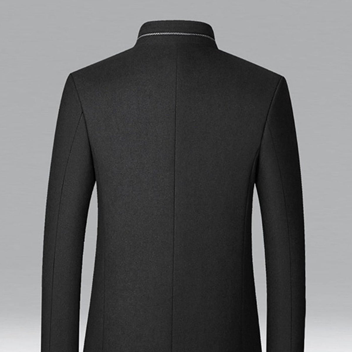 Men's Wool Stand-Collar Tailored Button-Front Overcoat