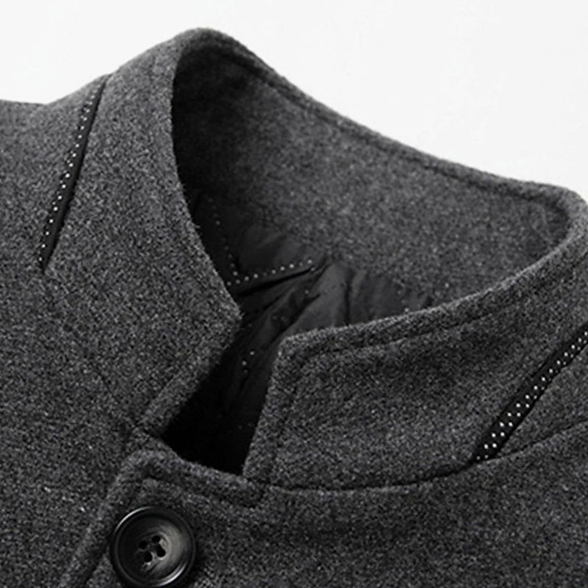 Men's Wool Stand-Collar Tailored Button-Front Overcoat