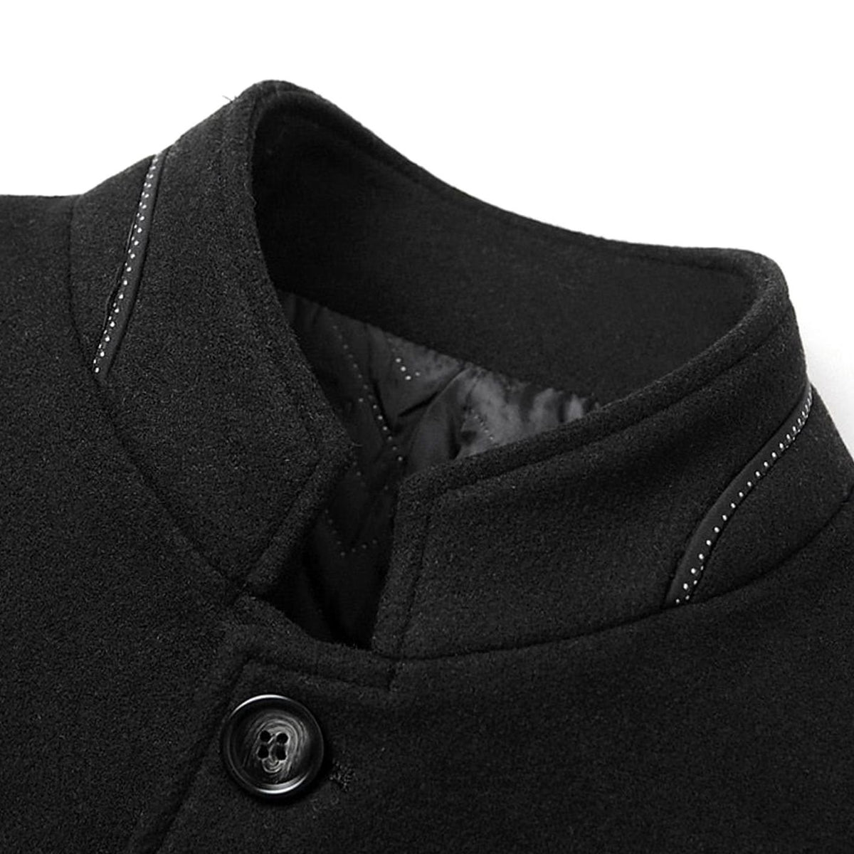 Men's Wool Stand-Collar Tailored Button-Front Overcoat