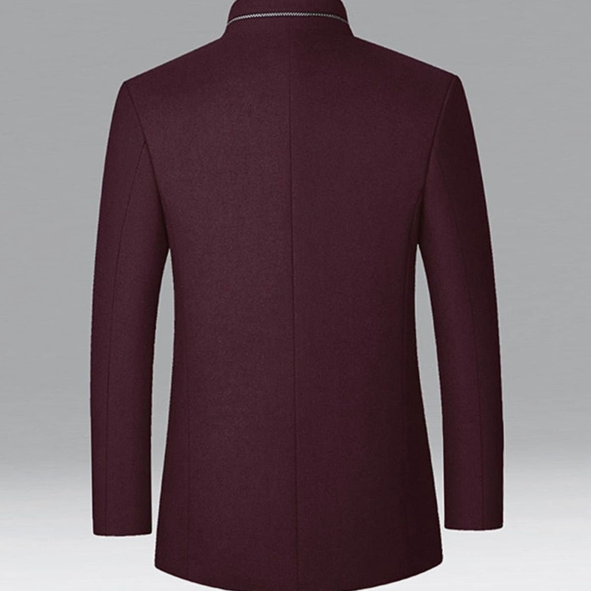 Men's Wool Stand-Collar Tailored Button-Front Overcoat