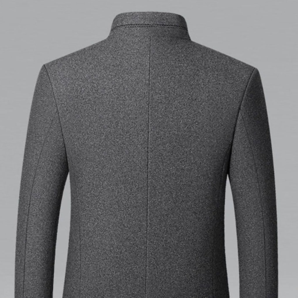 Men's Wool Stand-Collar Tailored Button-Front Overcoat