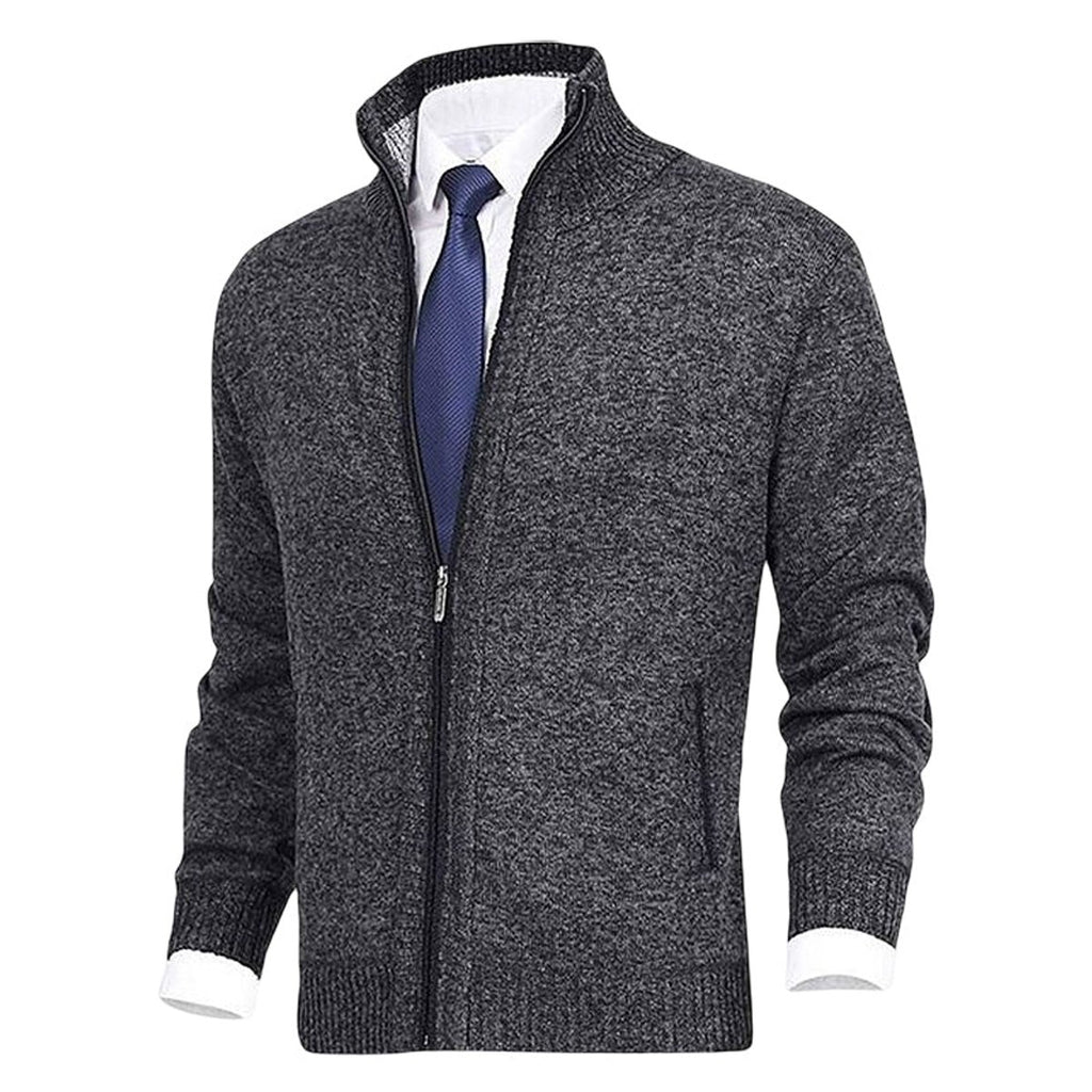Men's Zip-Up Fleece-Lined Knit Mens Cardigan Sweater