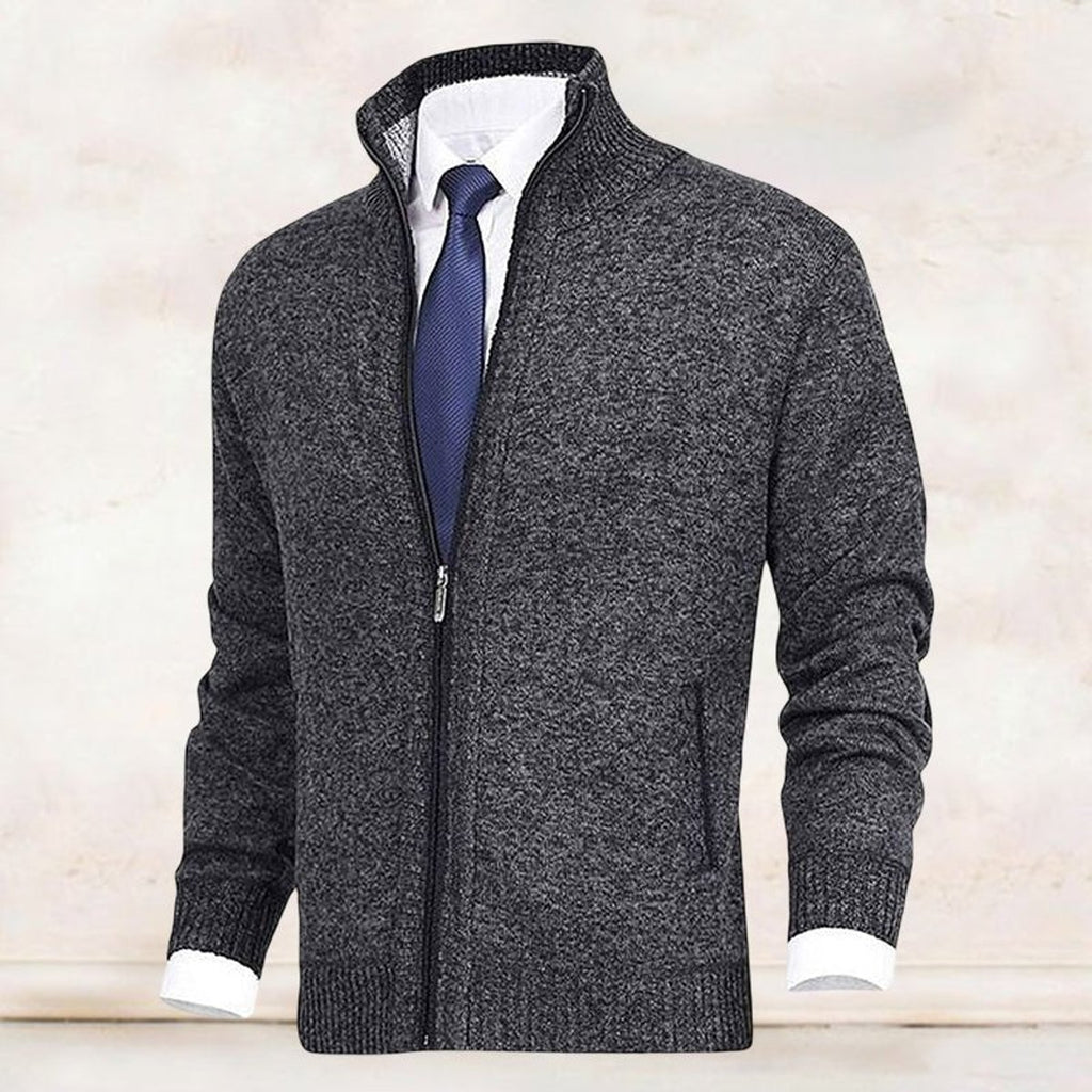 Men's Zip-Up Fleece-Lined Knit Mens Cardigan Sweater