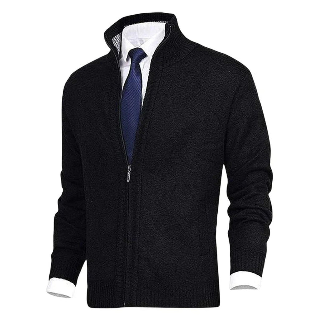 Men's Zip-Up Fleece-Lined Knit Mens Cardigan Sweater