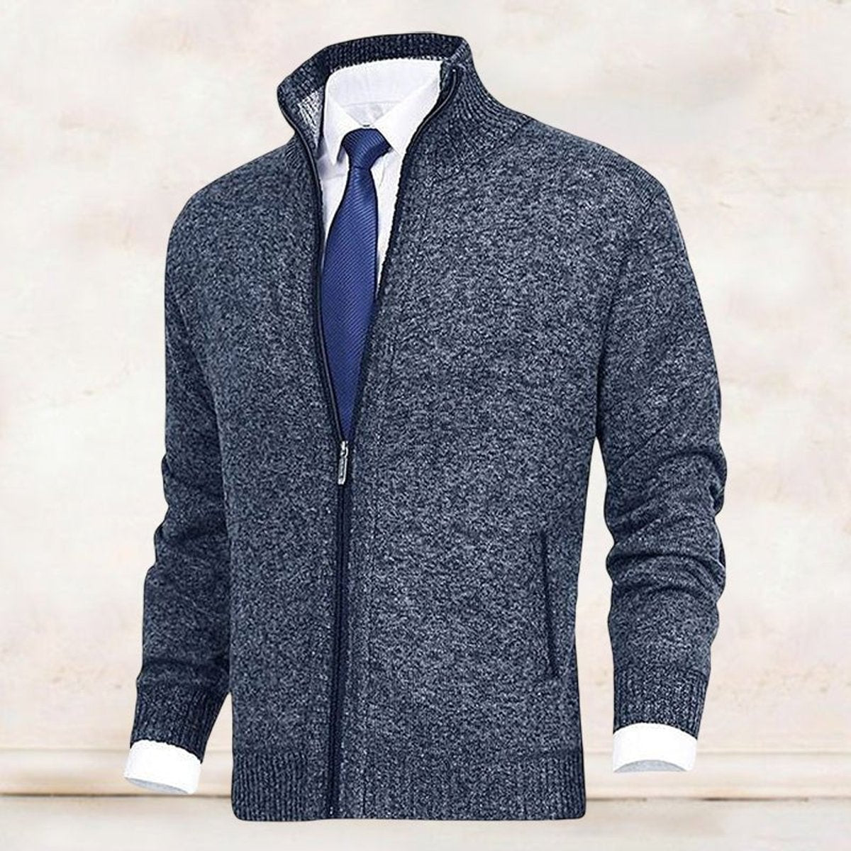 Men's Zip-Up Fleece-Lined Knit Mens Cardigan Sweater
