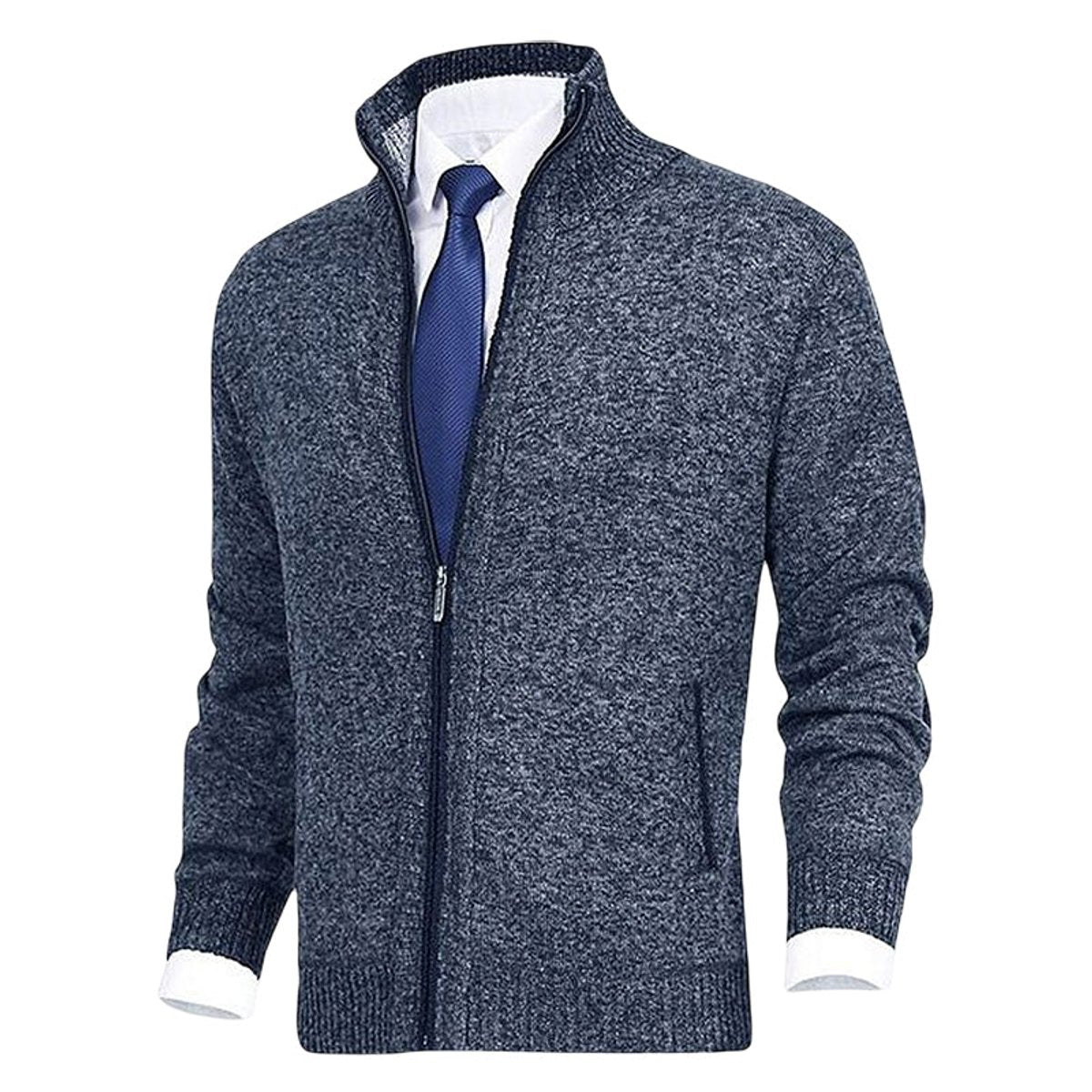 Men's Zip-Up Fleece-Lined Knit Mens Cardigan Sweater