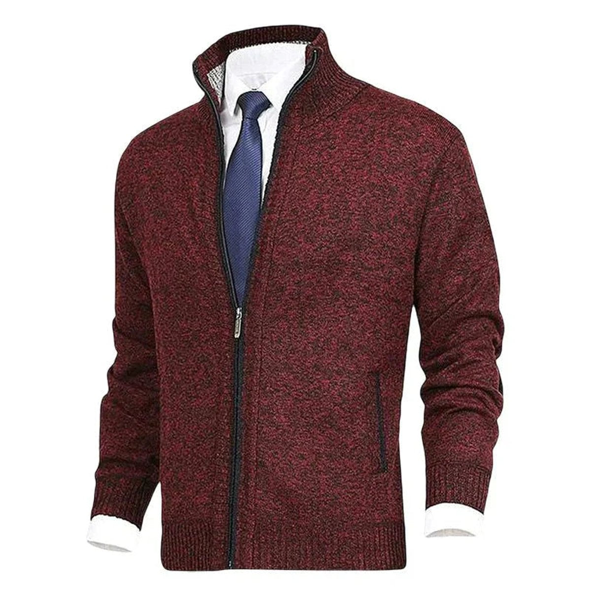 Men's Zip-Up Fleece-Lined Knit Mens Cardigan Sweater