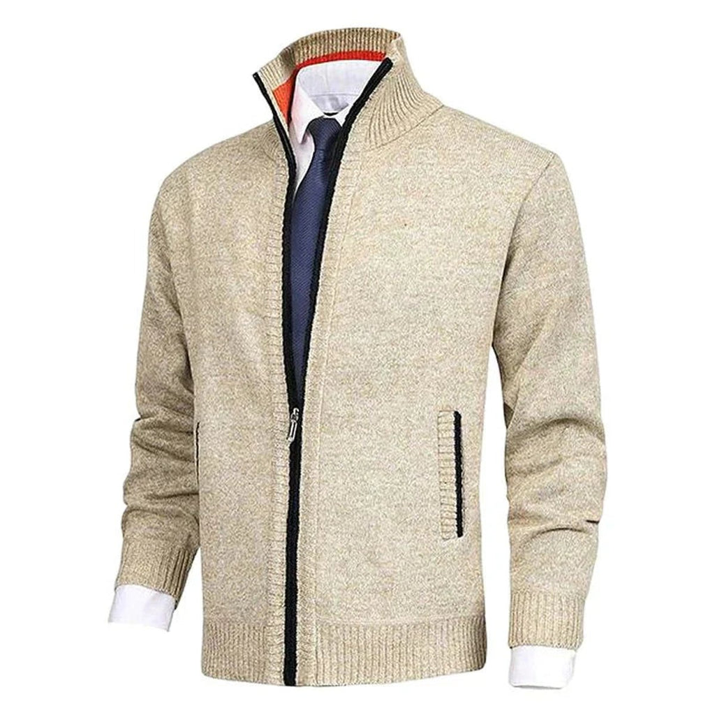 Men's Zip-Up Fleece-Lined Knit Mens Cardigan Sweater