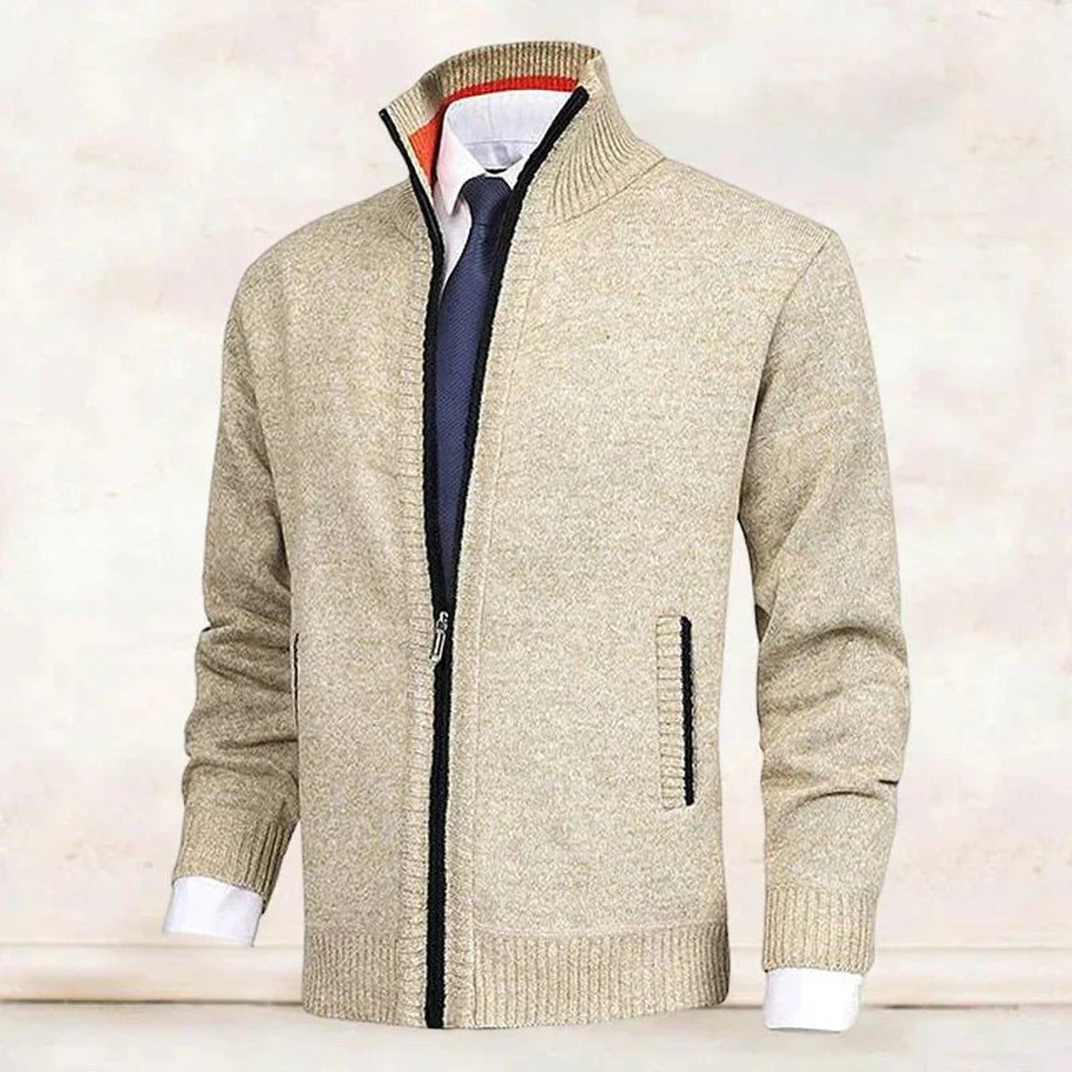 Men's Zip-Up Fleece-Lined Knit Mens Cardigan Sweater