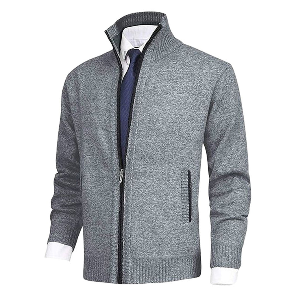 Men's Zip-Up Fleece-Lined Knit Mens Cardigan Sweater