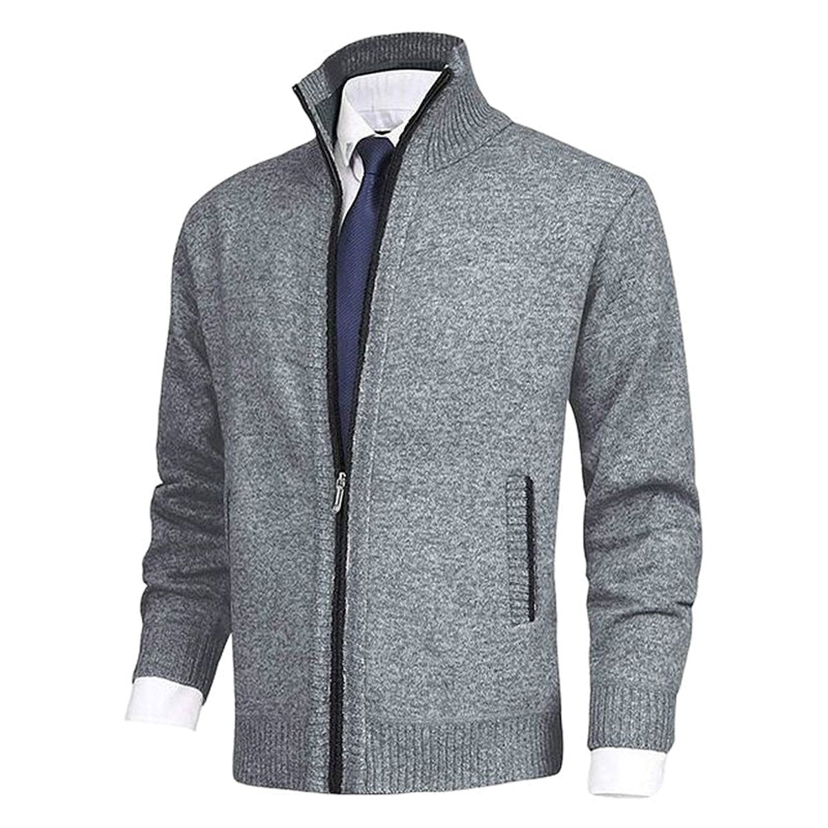 Men's Zip-Up Fleece-Lined Knit Mens Cardigan Sweater