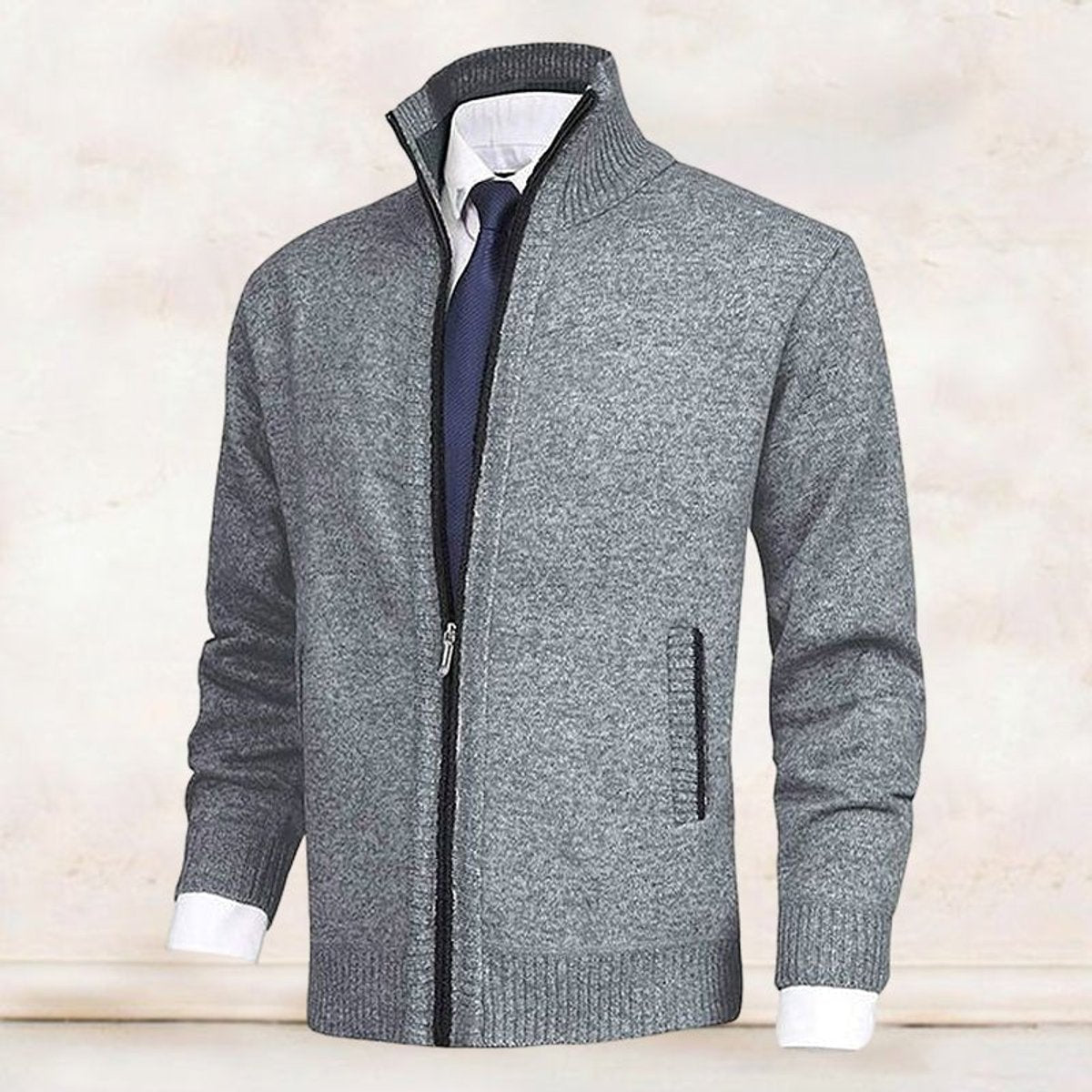 Men's Zip-Up Fleece-Lined Knit Mens Cardigan Sweater