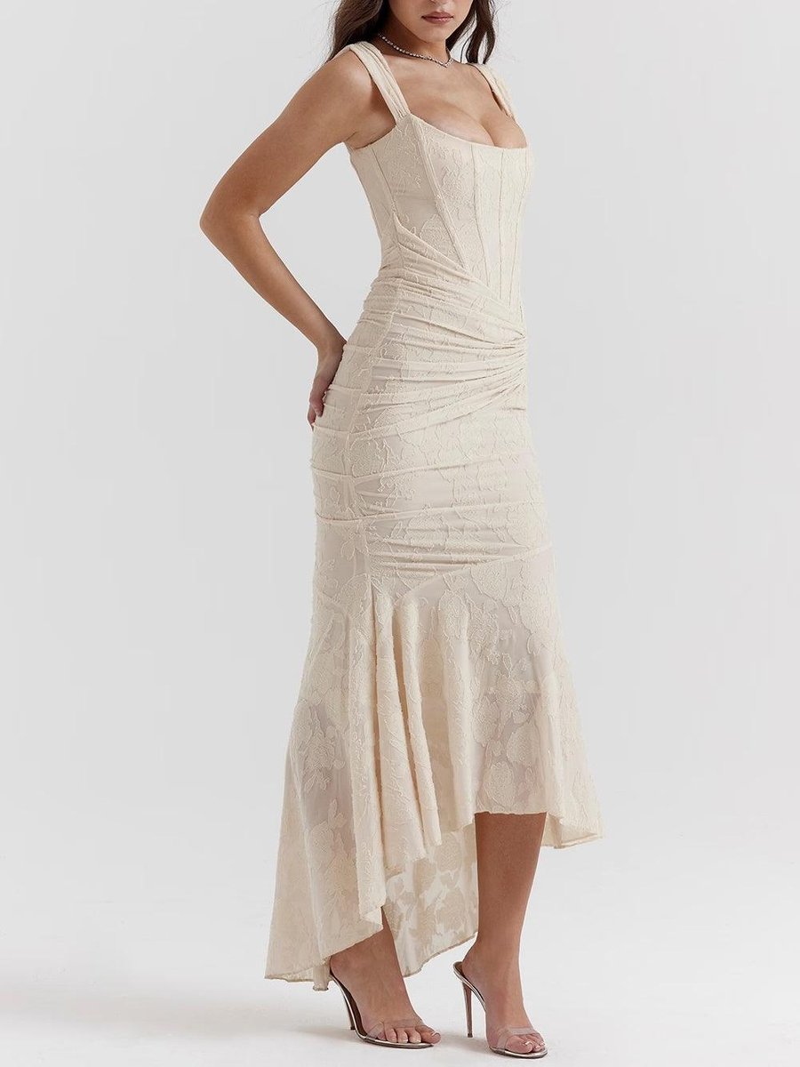 Mother of the Bride Dress Corset Lace Mermaid Midi Gown