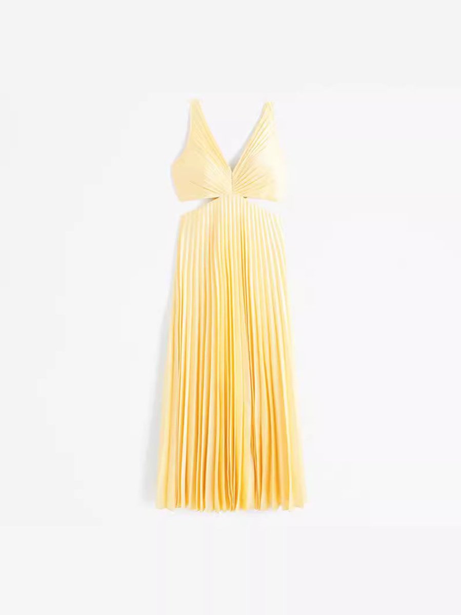 Mother of the Bride Dress Pleated Cutout V-Neck Maxi
