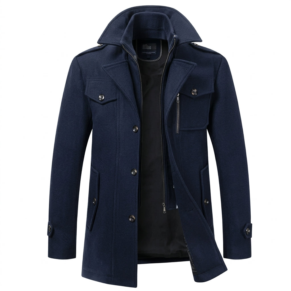 Matthew | Men's Wool-Blend Double-Breasted Tailored Overcoat