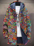 Unisex Fleece-Lined Zip-Up Psychedelic Circle-Print Hoodie Jacket - Multicolor