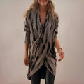 Women's Abstract Print V-Neck Draped Wrap Tunic
