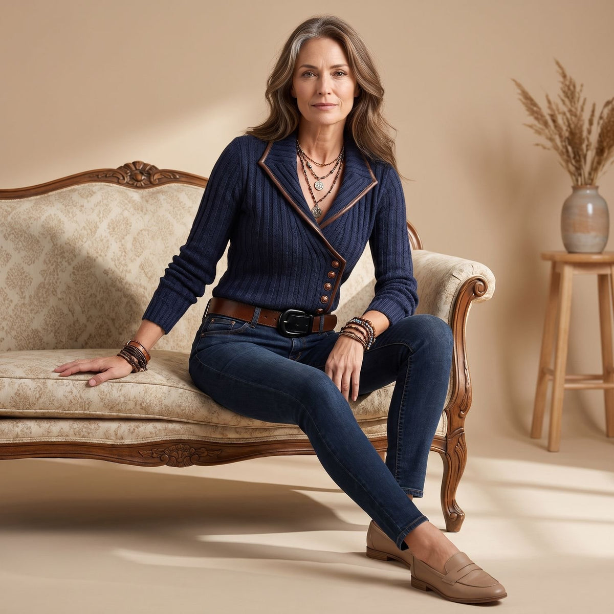 Women's Asymmetric Contrast Trim Button-Front Knit Jacket