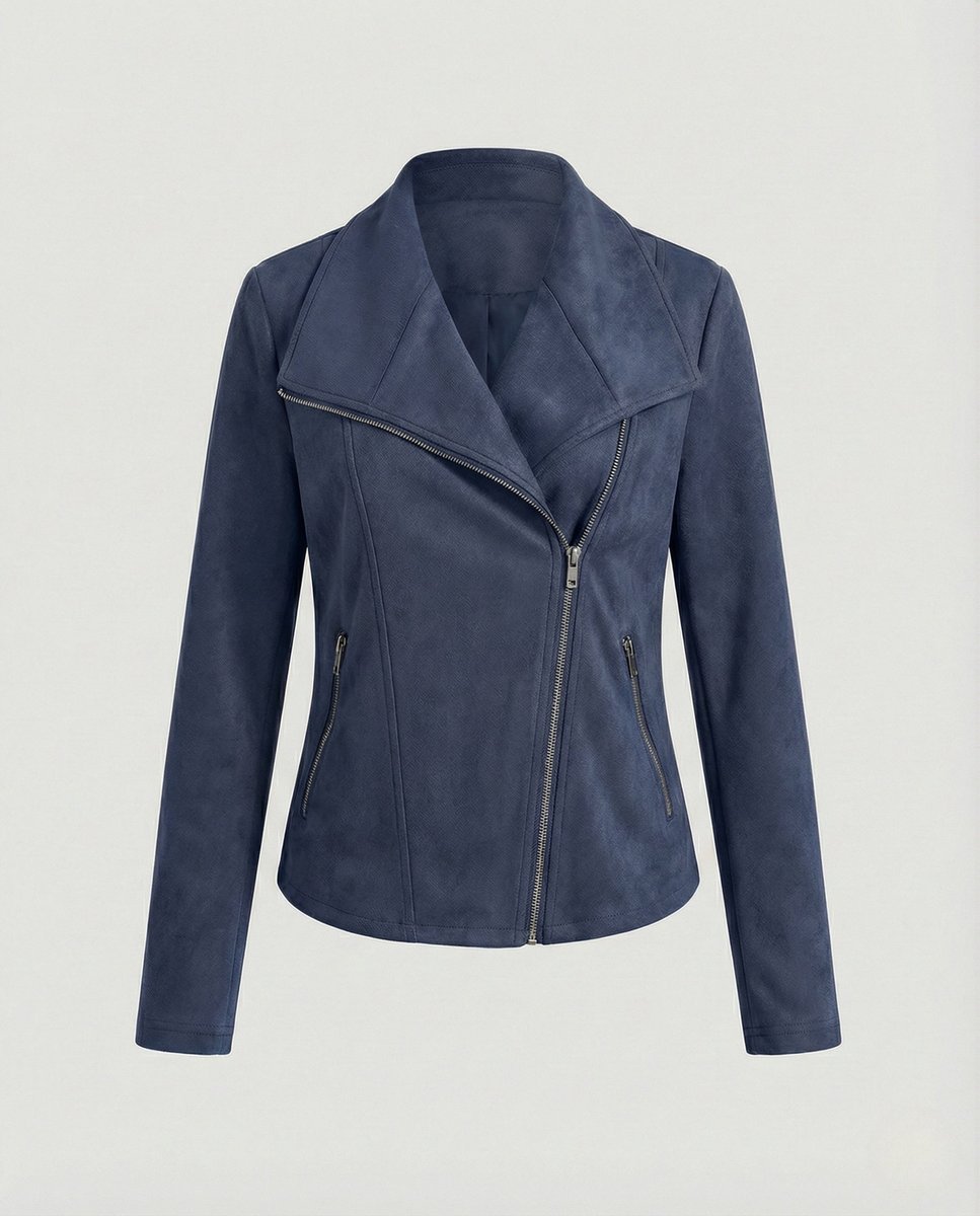 Women's Asymmetric-Zip Tailored Faux Suede Biker Leather Jacket