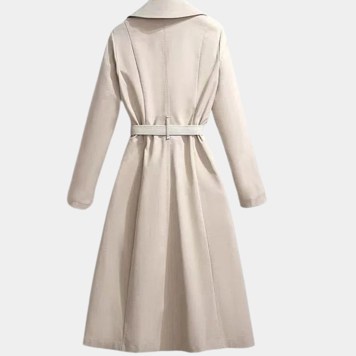 Women's Belted Midi Trench Coat Relaxed Fit Outerwear