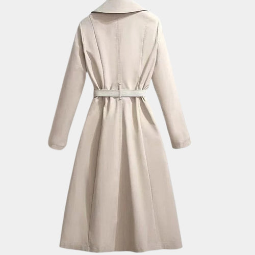 Women's Belted Midi Trench Coat Relaxed Fit Outerwear