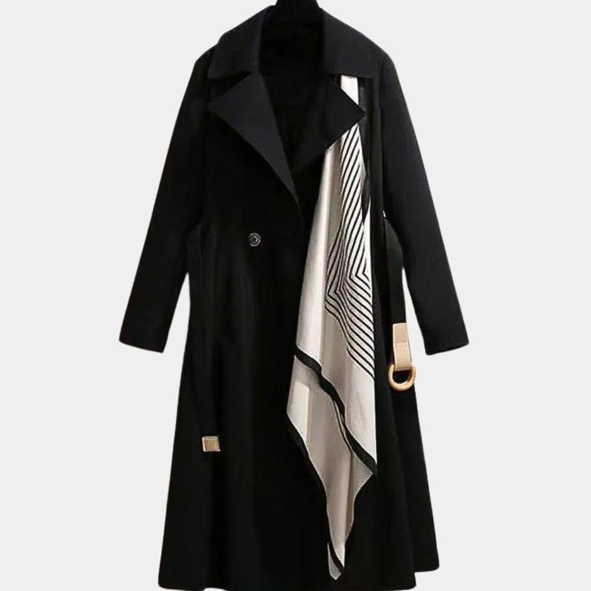 Women's Belted Midi Trench Coat Relaxed Fit Outerwear
