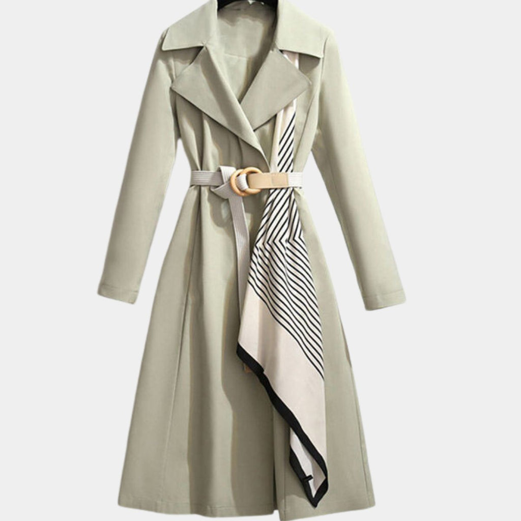 Women's Belted Midi Trench Coat Relaxed Fit Outerwear - Green