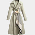 Women's Belted Midi Trench Coat Relaxed Fit Outerwear - Green