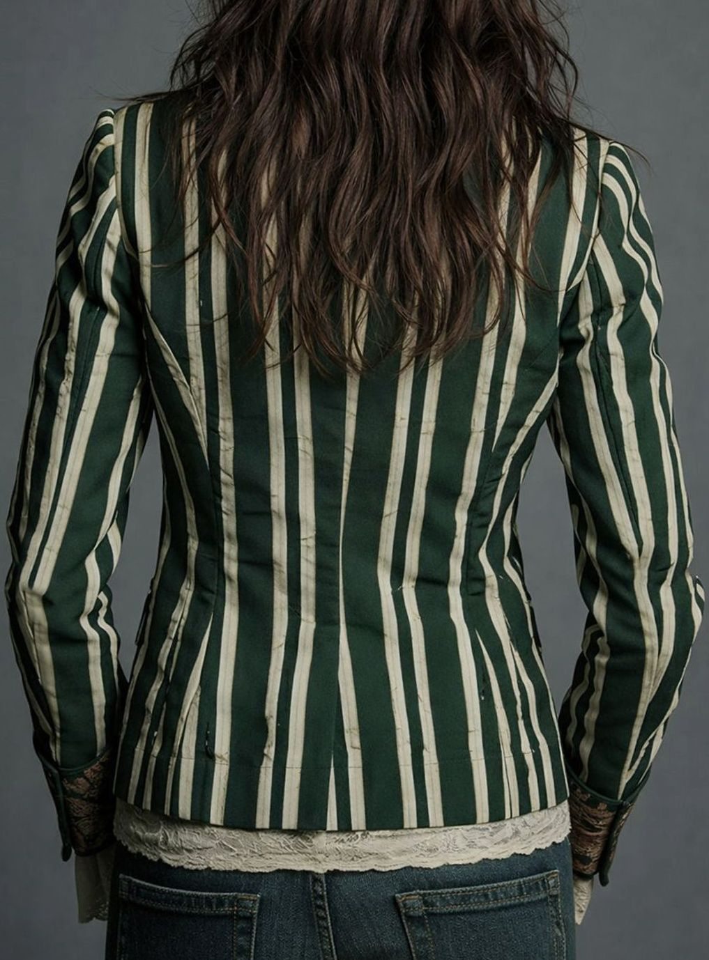 Women's Boho Floral Striped Long-Sleeve Blazer