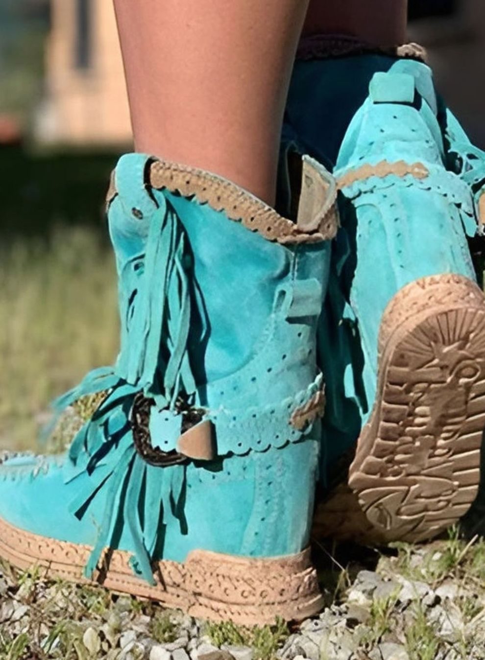Women's Boho Fringe Woven-Detail Ankle Boots