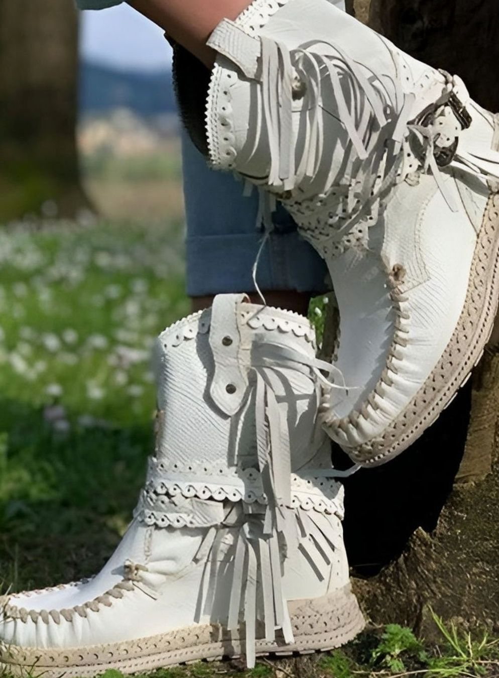 Women's Boho Fringe Woven-Detail Ankle Boots